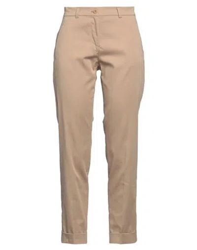 Caractere Caractère Woman Pants Sand Size 12 Cotton, Polyester, Elastane In Beige