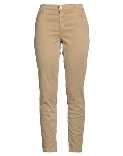 Caractere Caractère Woman Pants Sand Size 14 Cotton, Lyocell, Elastane In Beige