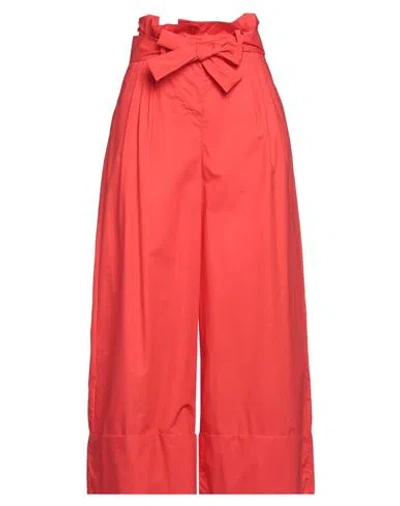 Caractere Caractère Woman Pants Tomato Red Size 12 Cotton