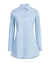 Caractere Caractère Woman Shirt Sky Blue Size 14 Cotton, Polyamide, Elastane
