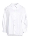 Caractere Caractère Woman Shirt White Size 14 Cotton, Polyamide, Elastane In White