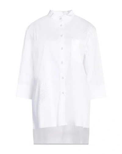 Caractere Caractère Woman Shirt White Size 14 Cotton, Polyamide, Elastane