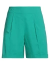 Caractere Caractère Woman Shorts & Bermuda Shorts Green Size 14 Cotton, Elastane