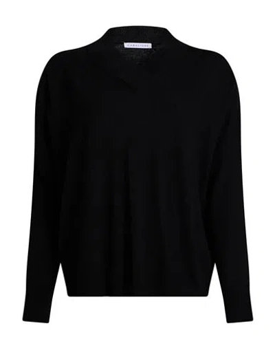 Caractere Caractère Woman Sweater Black Size S Viscose, Wool, Polyamide, Cashmere In Animal Print