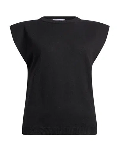 Caractere Caractère Woman Sweater Black Size Xl Viscose, Wool, Polyamide, Cashmere In Animal Print