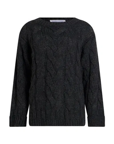 Caractere Caractère Woman Sweater Charcoal Size S Polyacrylic, Polyester, Wool In Gray