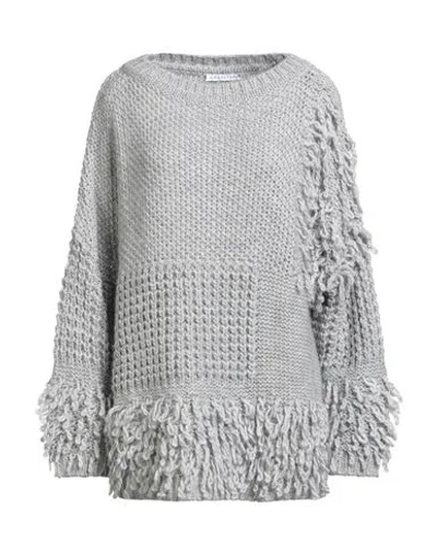 Caractere Caractère Woman Sweater Grey Size L Polyacrylic, Polyester, Wool In Gray