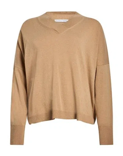 Caractere Caractère Woman Sweater Sand Size L Viscose, Wool, Polyamide, Cashmere In Brown