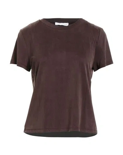 Caractere Caractère Woman T-shirt Dark Brown Size M Cupro, Elastane
