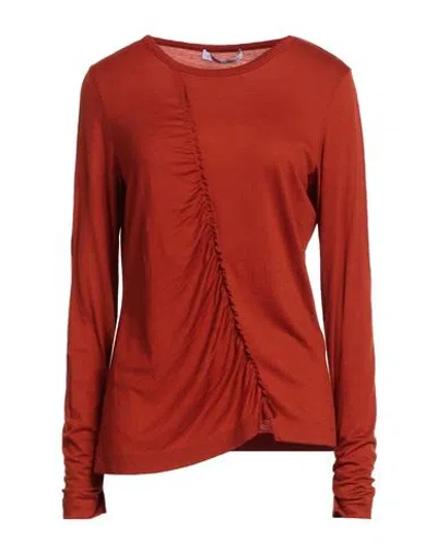 Caractere Caractère Woman T-shirt Rust Size 10 Virgin Wool In Red