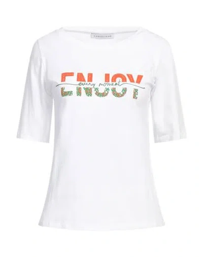 Caractere Caractère Woman T-shirt White Size M Cotton, Elastane