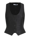 Caractere Caractère Woman Tailored Vest Black Size 14 Cotton, Polyamide, Polyacrylic, Elastane In Black