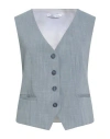 Caractere Caractère Woman Tailored Vest Slate Blue Size 8 Polyester, Viscose, Elastane In Gray