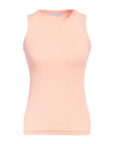 Caractere Caractère Woman Tank Top Salmon Pink Size L Cotton, Elastane