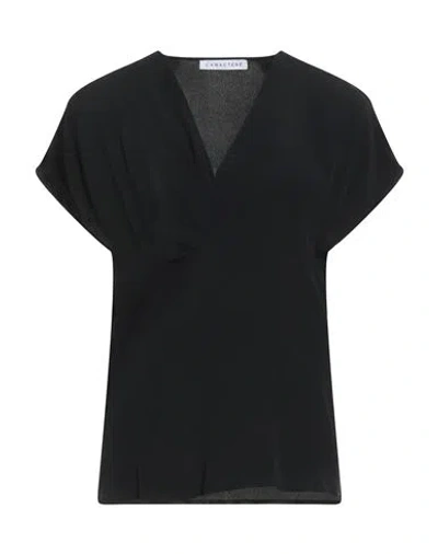 Caractere Caractère Woman Top Black Size 10 Acetate, Silk