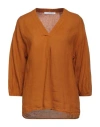 Caractere Caractère Woman Top Brown Size 12 Linen In Brown