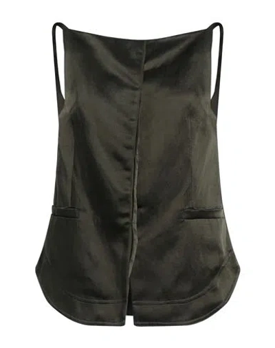 Caractere Caractère Woman Top Dark Green Size 6 Viscose, Linen In Black