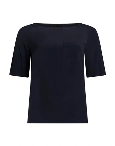 Caractere Caractère Woman Top Navy Size 2 Acetate, Silk In Blue