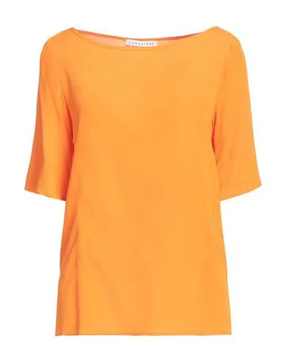 Caractere Caractère Woman Top Orange Size 12 Viscose, Polyamide, Elastane
