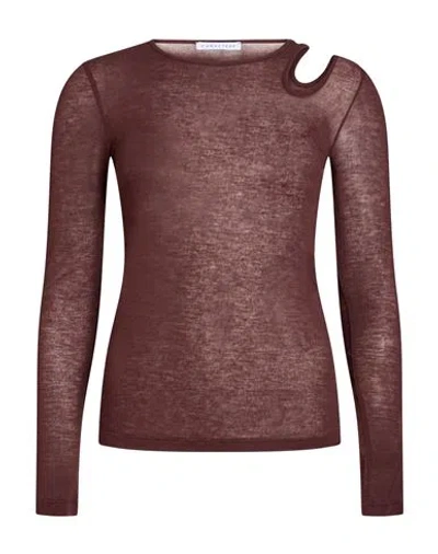 Caractere Caractère Woman T-shirt Burgundy Size Xl Viscose, Polyamide, Cashmere, Elastane In Red