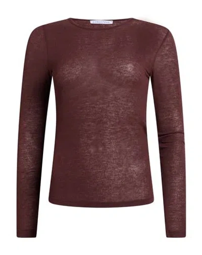 Caractere Caractère Woman T-shirt Chocolate Brown Size S Viscose, Polyamide, Cashmere, Elastane