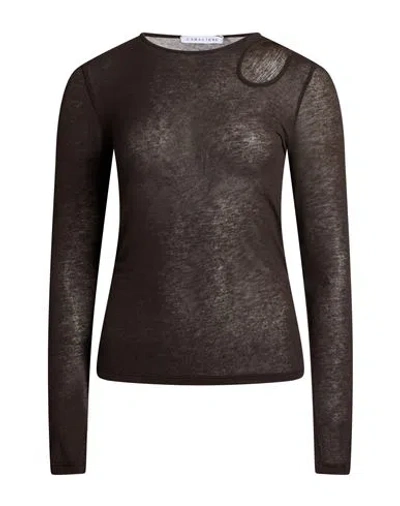 Caractere Caractère Woman T-shirt Dark Brown Size S Viscose, Polyamide, Cashmere, Elastane In Multi