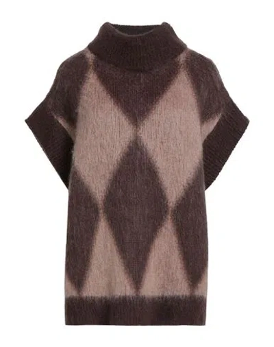 Caractere Caractère Woman Turtleneck Chocolate Brown Size Xl Polyacrylic, Mohair Wool, Polyamide, Wool