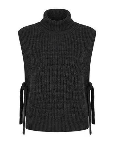 Caractere Caractère Woman Turtleneck Grey Size 2 Viscose, Wool, Polyamide, Cashmere In Black