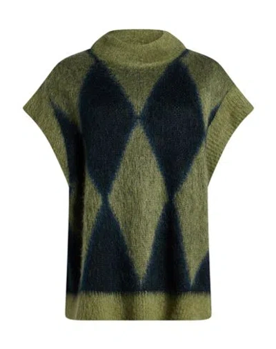 Caractere Caractère Woman Turtleneck Military Green Size S Polyacrylic, Mohair Wool, Polyamide, Wool In Multi