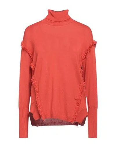Caractere Caractère Woman Turtleneck Rust Size Xl Polyacrylic, Virgin Wool In Red