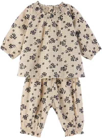 Caramel Baby Beige Burnet Shirt & Trousers In Berry Bud