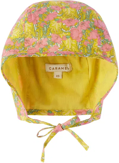 Caramel Baby Pink & Yellow Lavendula Bonnet In Pink/yellow
