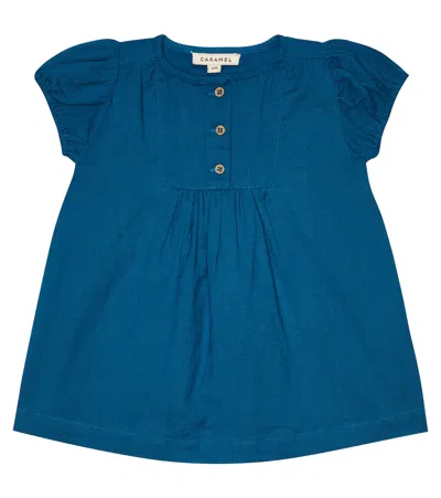 Caramel Baby Yarrow Cotton Dress In Electric Blue