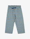Caramel Boys Blue Geo Print Kids Ficus Geometric-print Cotton Trousers 3-12 Years In Blue Geo Print