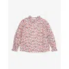 Caramel Cream Floral Madison Floral-print Long-sleeve Cotton Blouse 3-12 Years In Cream Floral
