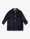 Caramel Dark Navy Everest Buttoned-cuffs Collared Wool Coat 3-8 Years In Dark Navy