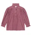 Caramel Folsom Floral Cotton Blouse In Winter Trellis Print