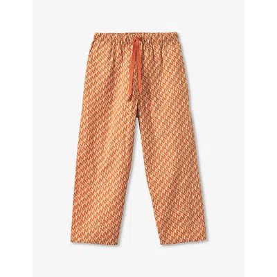 Caramel Girls Apricot Geo Print Kids Leda Drawstring Cotton-poplin Trousers 3-12 Years