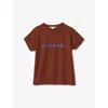 Caramel Girls Burgundy Kids Cress Logo-print Cotton-blend T-shirt