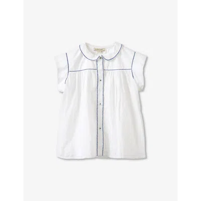 Caramel Girls White Kids Lemongrass Contrast-stitched Cotton Top 3-12 Years