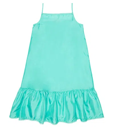 Caramel Kids' Kleid Grape Aus Seide In Aqua