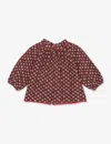 Caramel Chocolate Floral Jaya Floral-print Long-sleeve Cotton Blouse 12-24 Months In Brown