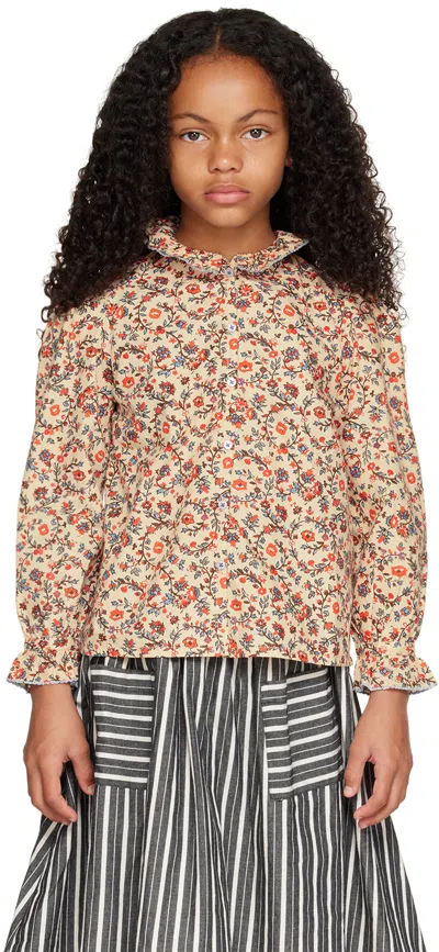 Caramel Kids Beige Madison Blouse In Cream Floral