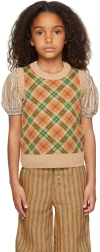 Caramel Maple Wool Sweater Vest In S23cj Camel Jaquard