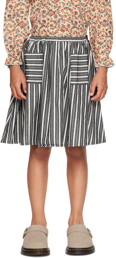 Caramel Kids Gray Glava Skirt In Grey Stripe