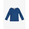 Caramel Charcoal Blue Stripe Kishon Stripe Ribbed Cotton-jersey Top 3 Months - 12 Years In Barely Black