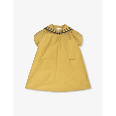 Caramel Girls Lime Kids Laila Embroidered-collar Cotton Mini Dress 3-12 Years