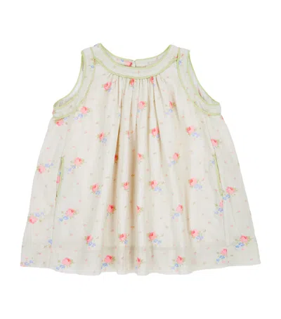 Caramel Girls Rose Bouquet Print Kids Ginger Floral-embroidered Linen Dress 3 Months - 12 Years