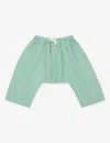 Caramel Girls Green Gingham Kids Linum Geometric-print Cotton Baby Trousers 3-24 Months In Green