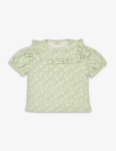 Caramel Kids' Lionfish Floral-print Cotton Top 3-12 Years In Green